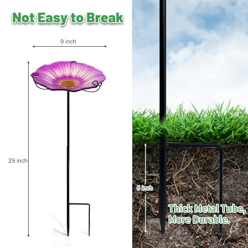 HONGLAND Banhos de pássaros de 73 cm de altura para ambientes externos, banheiras de pássaros de vid