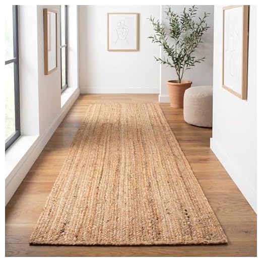 Alfombra trenzada de yute de 24 x 72 pulgadas (2 x 6 pies) – Alfombra natural reversible tejida a mano para cocina, sala de estar, entrada, respetuoso con el medio ambiente