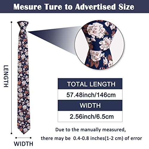 Image of Mantieqingway Men's Cotton Floral Neck Tie 2.56'' Printed Skinny Tie