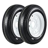 MERXENG 2-Pack Trailer Tires on Rims 4.80-12, 4 Lug White Wheels, 990 lbs Load Capacity, 90 PSI(4.80 X 12)