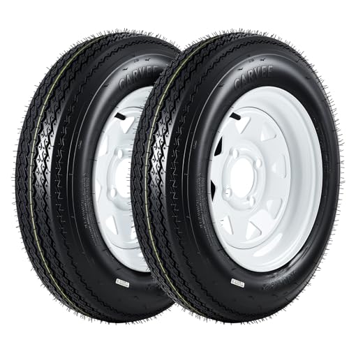 MERXENG 2-Pack Trailer Tires on Rims 4.80-12, 4 Lug White Wheels, 990 lbs Load Capacity, 90 PSI(4.80 X 12)