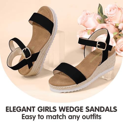 Image of PANDNAINJIA Girls Sandals Wedge Platform Heels Dress Shoes