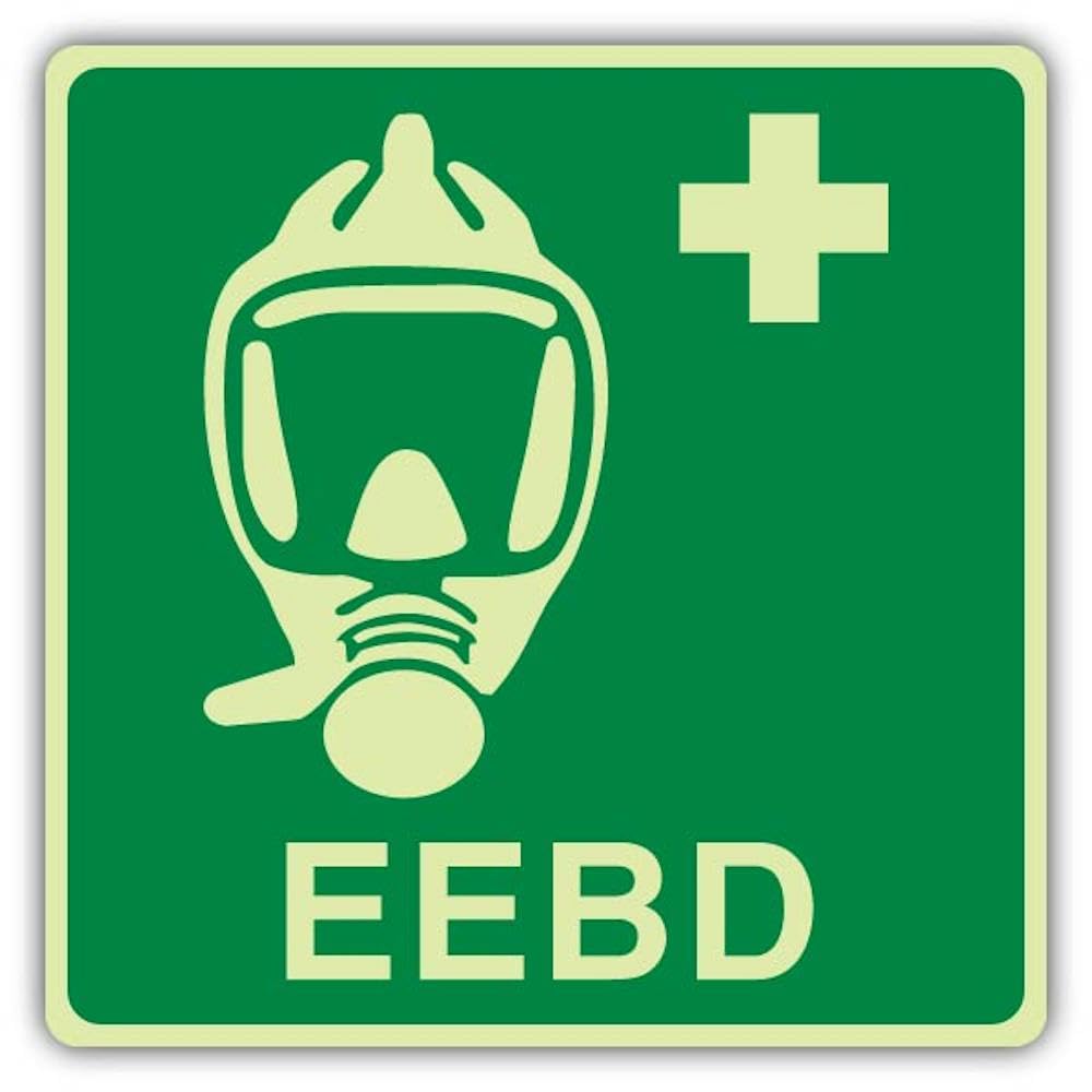 V Safety Photoluminescent EEBD Safety Sign - 200 x 200 mm - 1.2mm Rigid Plastic - Double Glow