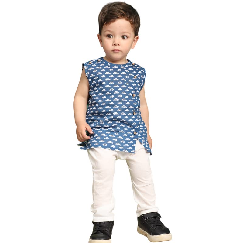 Image of POLKA TOTS Pure Cotton New Born Dress | Ultra-Soft, Breathable & Lightweight Sleeveless Jhabla Pant Set for Baby Boys & Girls | Baby Summer Clothes | Traditional Jabla & Pyjama Set for Newborns