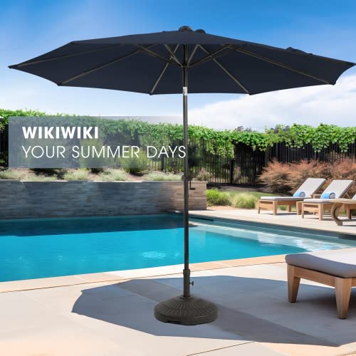 Wikiwiki 9 Ft Patio Umbrellas Outdoor Table Market Umbrella With Push Button Tilt/Crank,8 Sturdy Ribs, Fade Resistant Waterproof Polyester Dty Canopy For Garden, Lawn, Deck, Backyard & Pool #TOP6