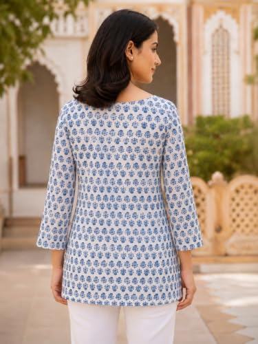 Image of feranoid Printed Top with Round Neck & 3 /4 Sleeves (S-XXL)