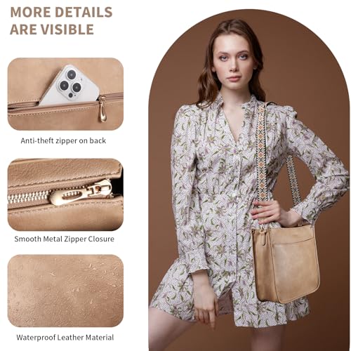 Image of Women's Crossbody Bag Vegan Leather Shoulder Purses and Wallet Two Adjustable Guitar Strap Hobo Bags