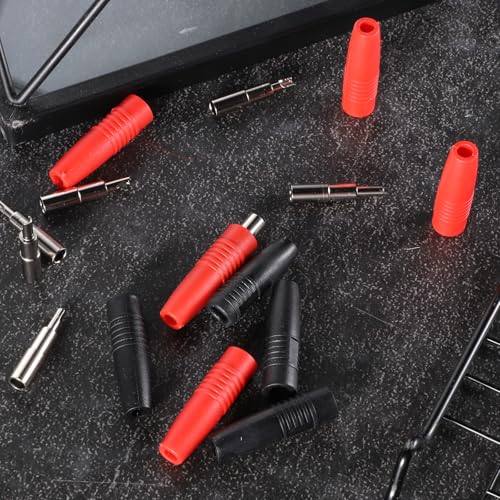 Image of 10 Pcs 4mm Insulated Female Banana Plug Connectors Solder Type for Male Banana Plug Cable Connector (Black, Red)