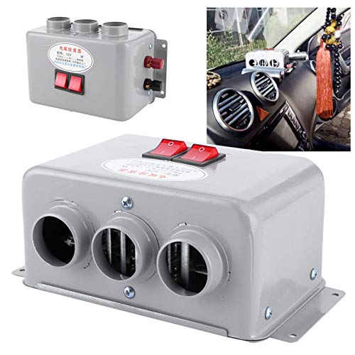Garsent Chauffage de Voiture Compact 12V, 3 Trous 400W à 600W 12V Chauffage de Voiture Réchauffeur de Givre à Faible Bruit Chauffage de Voiture 3 Trous