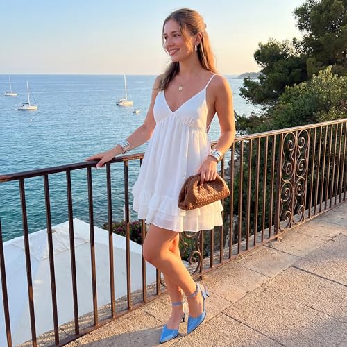Image of SAMMITOP Kitten Heels for Women Low Heel Closed Toe Ankle Strap Pumps Wedding Party Beaded Dress Shoes 2.4 Inch