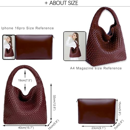 Image of JINMANXUE Woven Tote Bag for Women, Fashion Hobo Handbag, Travel Top-handle Shoulder Bag, Beach Underarm Bag with Purse
