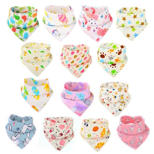 14 Baberos Bebe Bandanas Bufanda Toalla Drool Babas Tela para Bebé Niña Recien Nacido Bandana Bebe