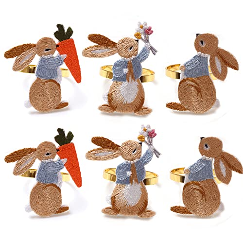 Set de 6 lapins Pattern Pâques serviette anneau serviette clip anneau conçu avec lapin décoration de Pâques décoration Party table