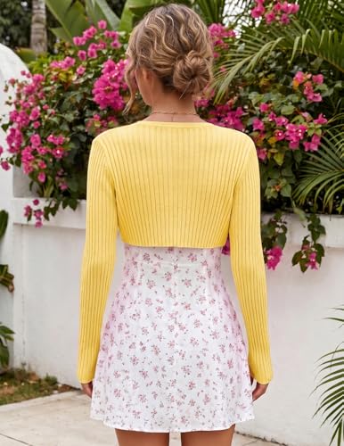 Image of Women's Long Sleeve Shrug Sweaters Knit Bolero Shoulder Open Cropped Cardigan