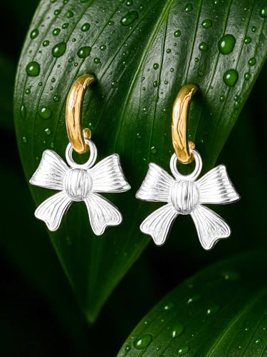 Image of Rubans Hoop Drop Earrings Gold Plated Stylish Trendy Jewellery Gift for Women & Girls