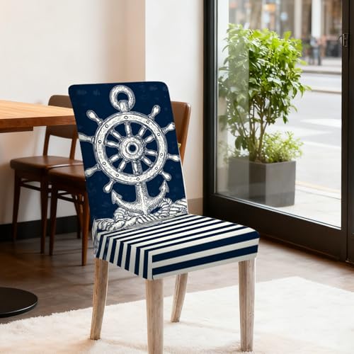 Image of Nuxovilar 4PCS Nautical Style Seaside Stretch Chair Covers 23.6x70in