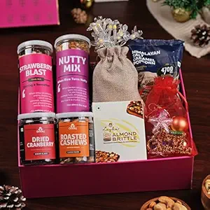 Sparkling Celebrations Gift Box I New Years Gift Box I Christmas Gift Hamper I Gifts for Employees, Clients I Healthy Gift Box I Premium Gift I Roasted, Healthy snacks I Premium Gift Pack