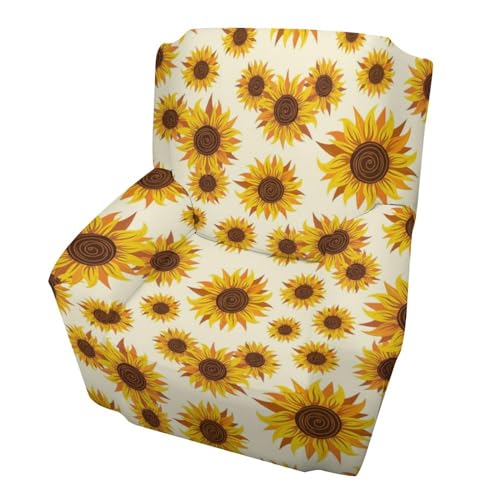 Sunflower Recliner Chair Covers Stretch Single Sofa Slipcover 1 Piece Couch Cover Washable Furniture Protector