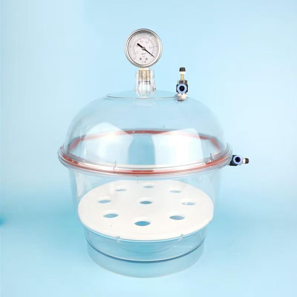 Secador de Vacío de Plástico de 150 Mm, Desecador de Laboratorio, Secado Al Vacío, Almacenamiento, Válvula Doble con Manómetro.