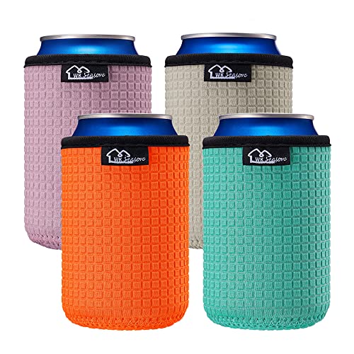 WKieason 12oz Standard Can Sleeves Insulators Sleeves Standard Can Covers 12OZ Beer Bottle Sleeves Coolers Holder Non-slip Neoprene Can Coolier Sleeves 4PC Pack (12oz standard-4pcs)