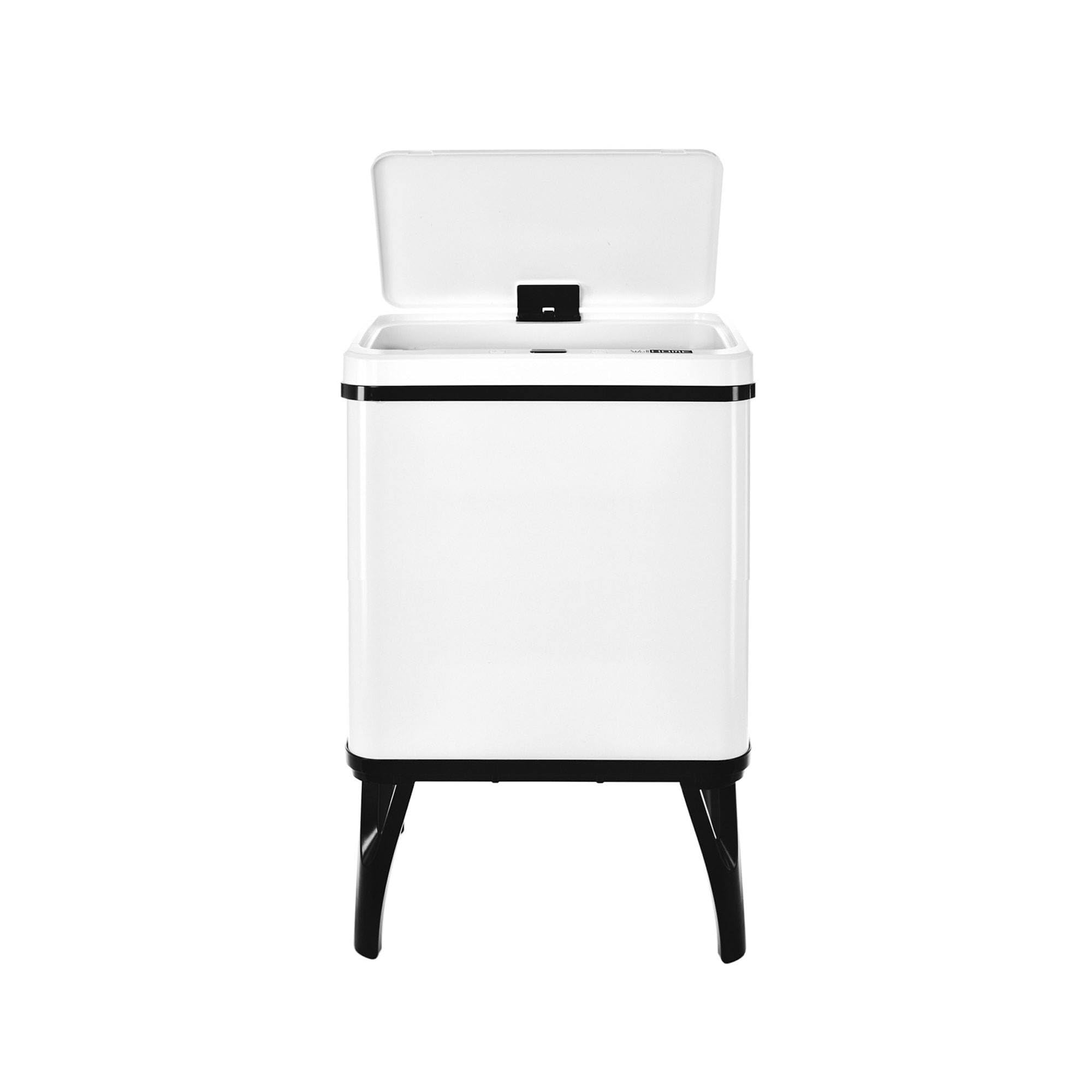 Well Home Poubelle intelligente pour recyclage avec ouverture automatique et contact manuel 15 l + 15 l 35,5 x 26 x 60 cm Blanc