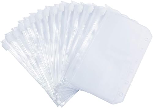 Harphia 14 bolsillos para carpetas tamaño A7, 6 agujeros, con cremallera, para carpetas de 6 anillas, hojas sueltas, impermeables, de PVC, EVA