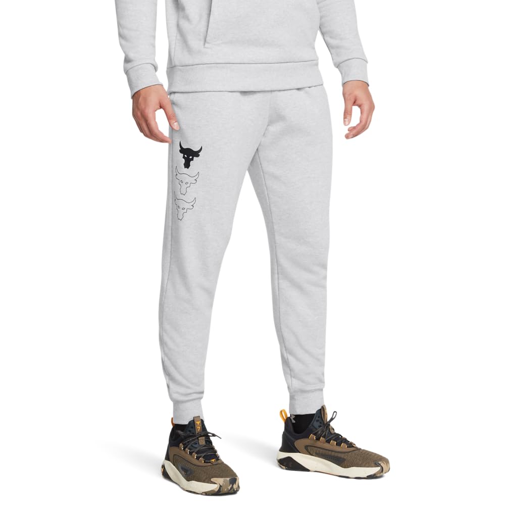 Under Armour Men's Project Rock Rival Fleece Joggers, (011) Mod Gray Medium Heather / / Black, 3X-Large