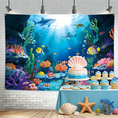 Fondo decorativo poliéster 240x180cm tema mar miniatura 4