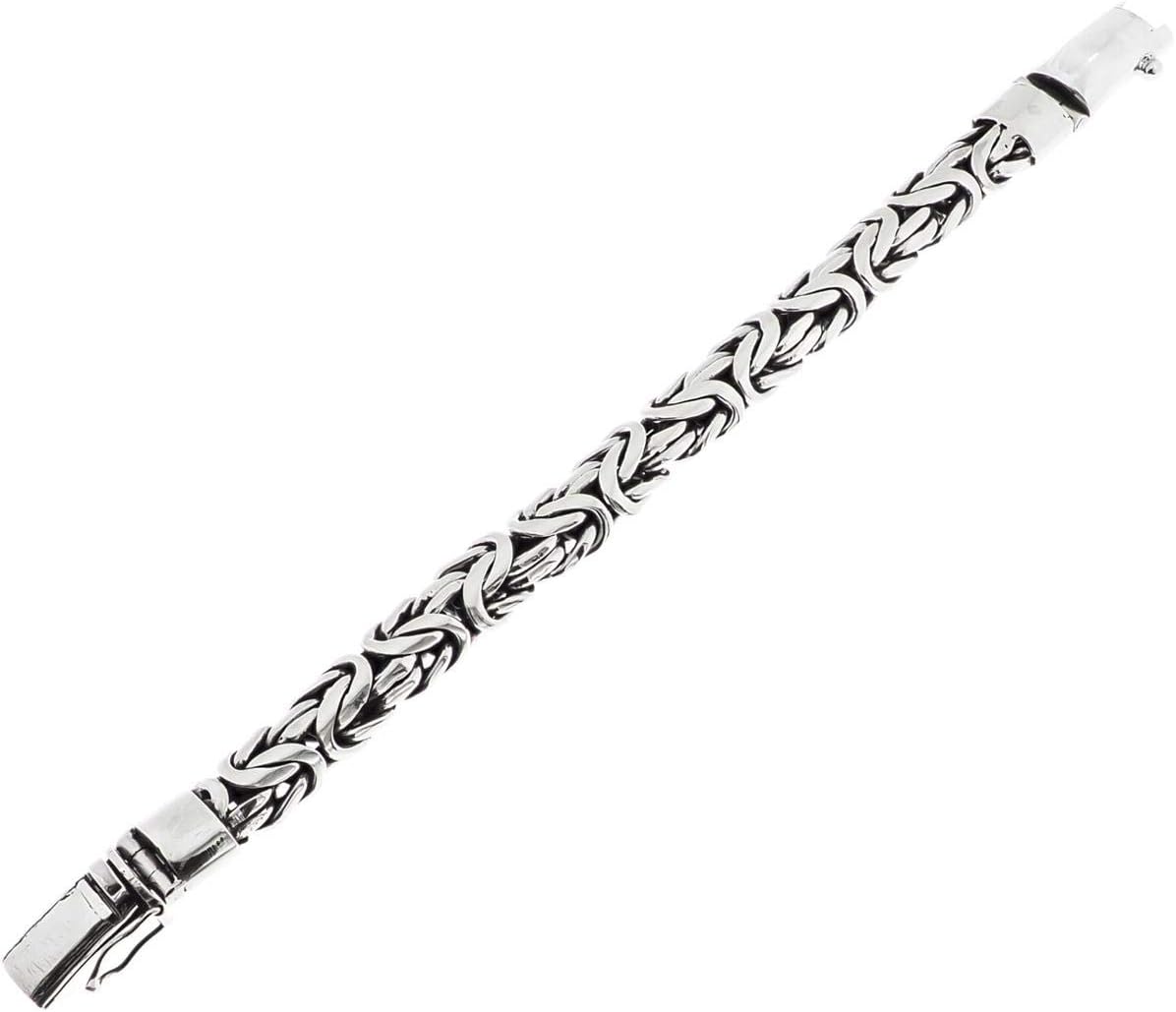 12mm Mens Oval Byzantine Bali Handmade Chain 925 Sterling Silver Bracelet, 8-10"