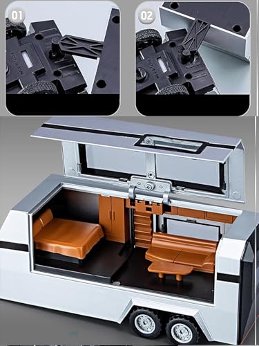 Image of 1:32 Scale Die-Cast CyberrTruck Pick-Up Trailer with 6 Openable Doors Pull Back Action,Lights & Music (Silver)