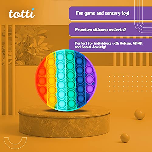 Totti Pop Fidget Toy Push Pop Bubble Fidget Sensory Toys Popper Fidgets Anxiety And Stress Relief For Kids And Adults (Round, Rainbow) #TOP6