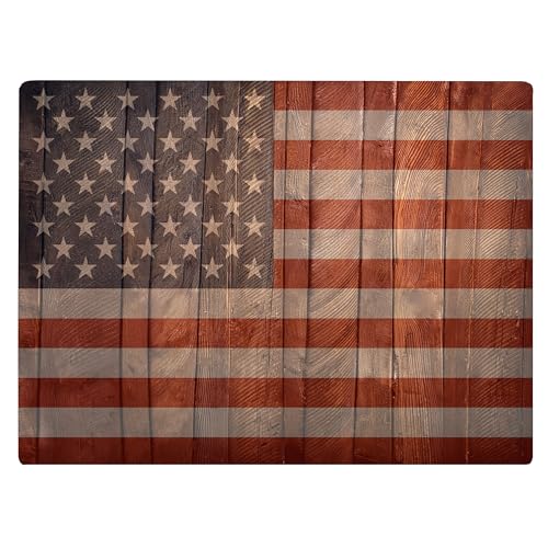USA Flag Patriotic Rustic Wood Kitchen Glass Cutting Board Ocean Decorative Gift Rustic Old Glory American Flag (Rustic Wood)