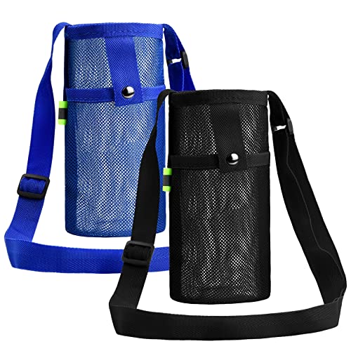 Naseom 2 Piezas Portabotellas de agua Portabotellas de malla con correa Ajustable para el Hombro Eslinga ligera Bolsa, Bolsa de Botella de Agua, para Gimnasio Senderismo Camping Viajar