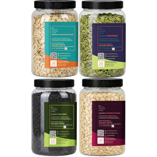 Image of LILA DRY FRUITS Seed Mix Basil Muskmelon Watermelon Pumpkin Seeds 100 g each