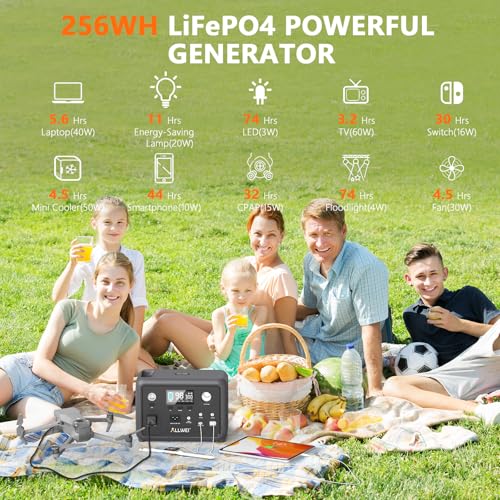 Portable Power Station 300W (Peak 600W), ALLWEI 256Wh Solar Generator with 60W USB-C PD Output, 110V Pure Sine Wave AC Outlet Backup LiFePO4 Battery for Outdoors Camping Travel Home Blackout 7 AI VOLT Generator Website 51kf7S29i4L. SL500 AI VOLT Generator Website