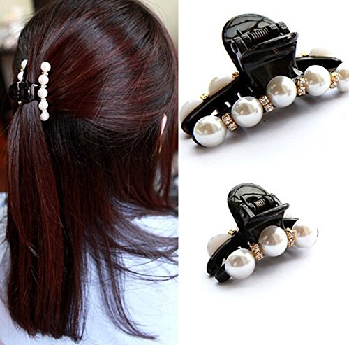 Skyvan 2 PCS Set Small and Big Elegant Imitation Pearl Hair Claw Clips Pin Barrettes Accessories for Women Kids Girls