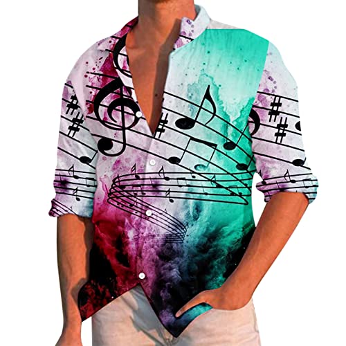 Camisa hawaiana para hombre, camisa hawaiana, floral, informal, manga larga, camisa de verano, camisa de fiesta, camisa de manga larga, ajustada, fácil de planchar, camisa de playa para traje,