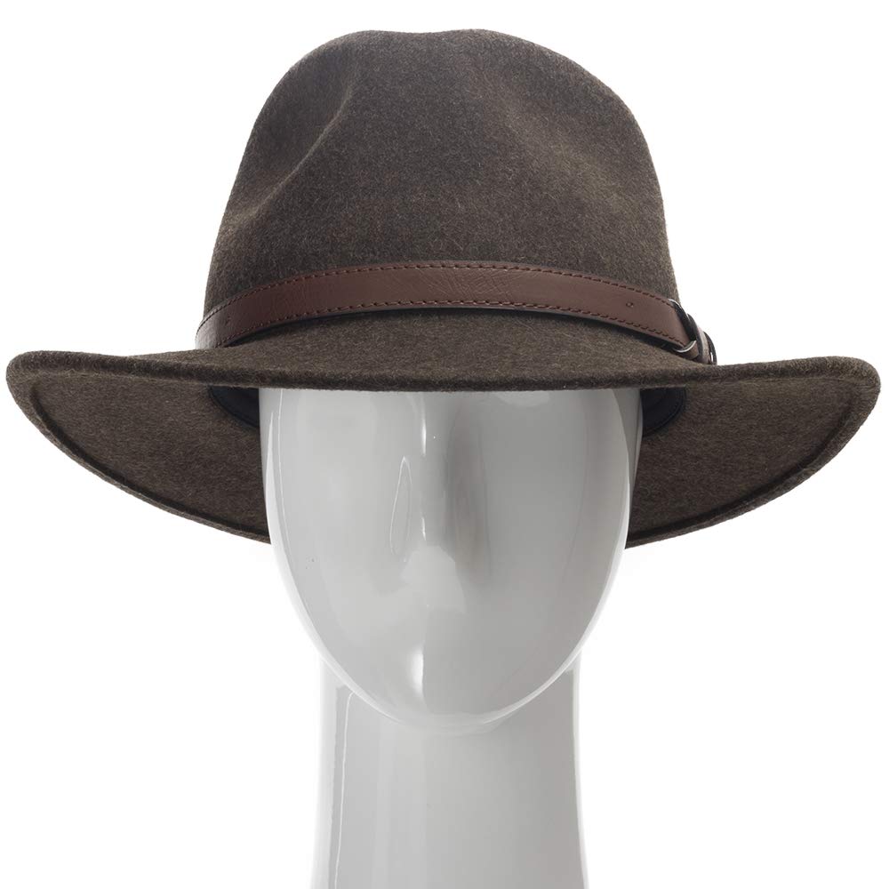 ULTRAFINO Montana Outback Crushable Wool Felt Hat with Leather Hatband Brown X-Large