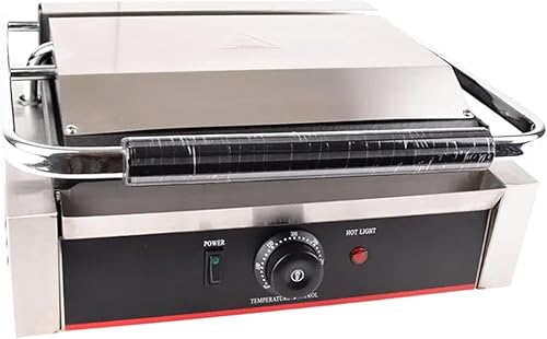 Miniatura 5 de Prensa comercial Panini con parrilla ranurada, máquina para hacer sándwiches, parrilla eléctrica de contacto individual (parte superior e inferior