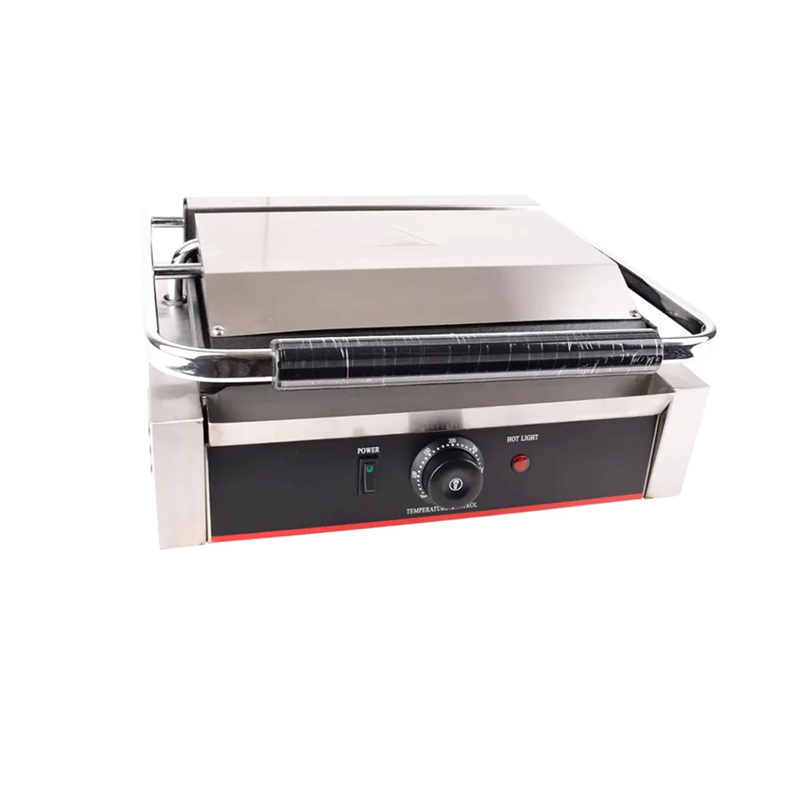 Commercial Panini Contact Grill Large Sandwich Press Panini Maker Machine Electric With Ribbed Top And Bottom Plate (Ribbed Top&Smooth Bottom)