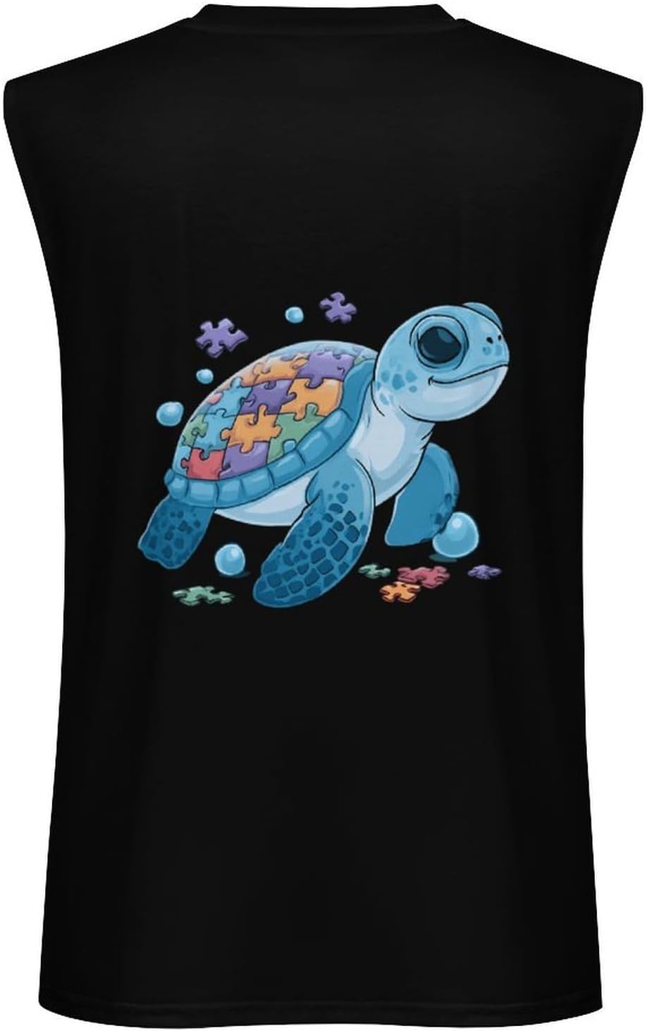 Autism Awareness Sea Turtle Men Summer Sleeveless Crew Neck Top 5XL