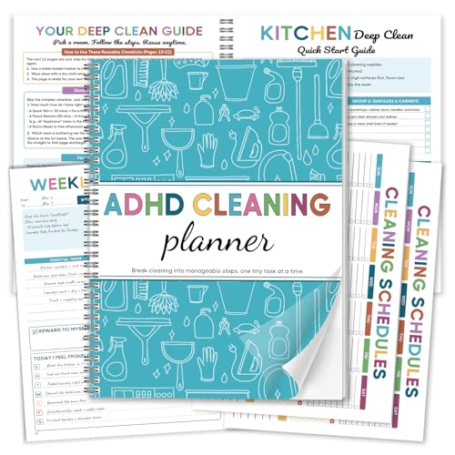 ADHD Cleaning Planner Blue Cleaning Schedule & Checklist for Adults