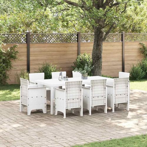 QJBSAVVA Gartenmöbel Set 9-teilig Poly-Rattan Esstisch 200 x 100 x 73...