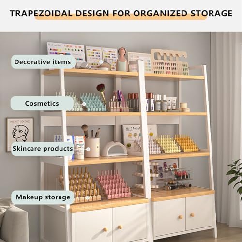 Modern 4-Tier Ladder Shelf Bookcase, Freestanding Metal Frame Storage Unit with Drawers for Home Office, Bathroom, Living Room – Stylish Display & Organization Solution, 150cm High