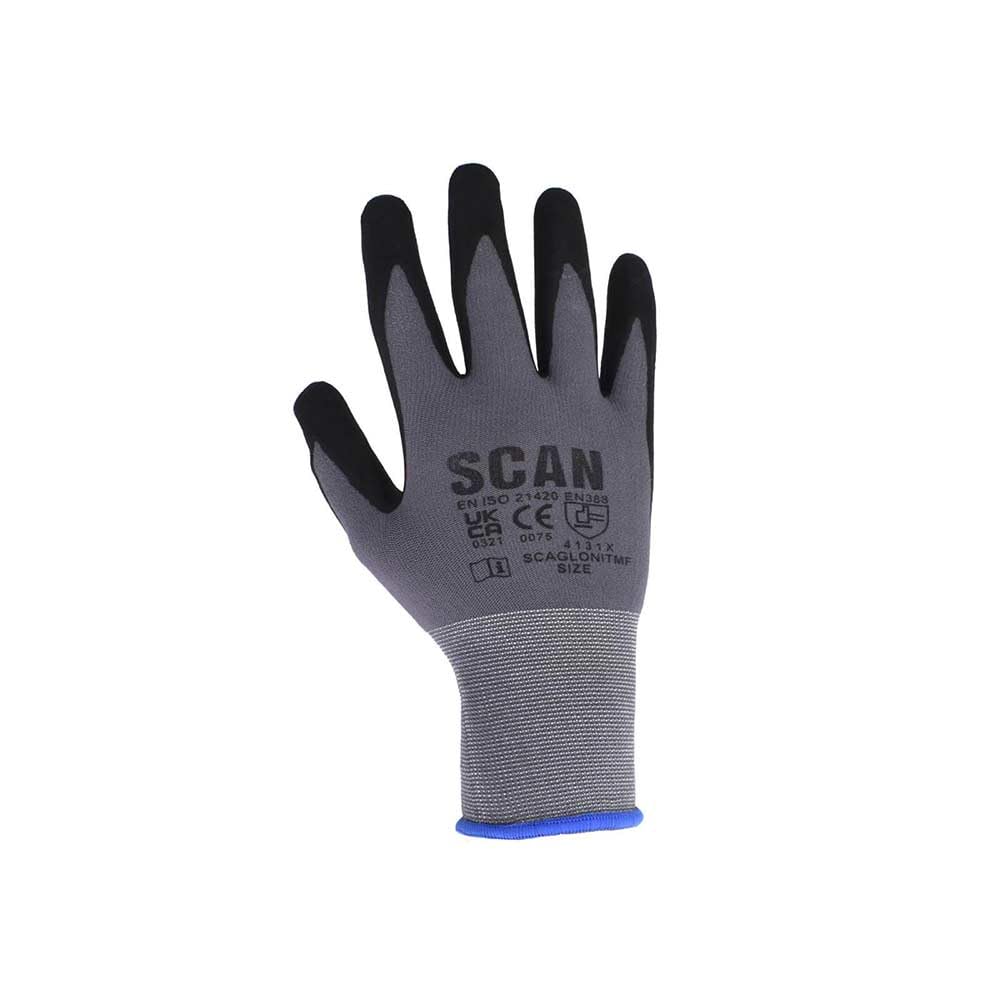 Scan SCAGLONITMFX Breathable Nitrile Micro-Foam Gloves - Size 10, Grey / Black, XL - Image 3