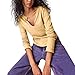 LIKEOULI Oversized Sweatshirt for Women Fashion Solid Color Blouses Spliced Long Sleeved V-Neck Womens Fall Sweaters 2025 Yellow