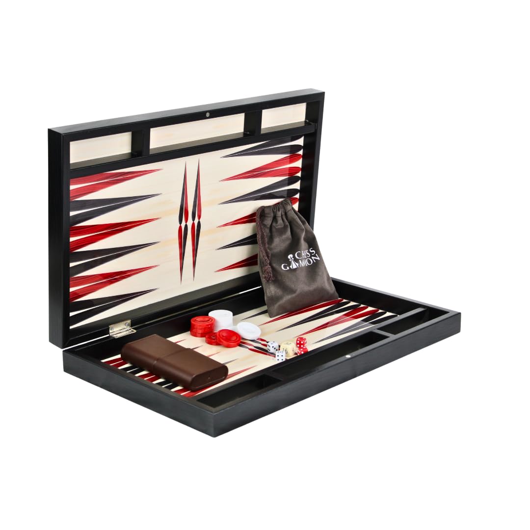 Juego de backgammon de madera de 23 pulgadas con diseño blanco