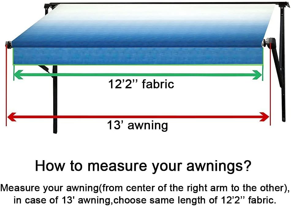 Suncode RV Awning Fabric Replacement Waterpoof Sun Shade Screen Universal Fit Camper Awning Replacement 16oz Vinyl RV Canopy Travel Trailer Awning Replacement 13 Feet Black Stripes