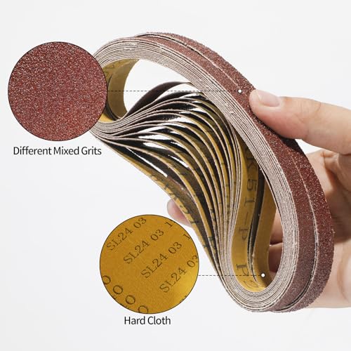 12x18 inch aluminum oxide sanding belts - 20 pack assorted grits 406080120150240 for belt sander