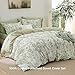 Bedsure Duvet Cover King Size - 100% Cotton Reversible Floral King Duvet Cover Set with Zipper Closure, 3 Pieces Soft & Breathable Botanical Green Bedding Set with 2 Pillow Shams 20